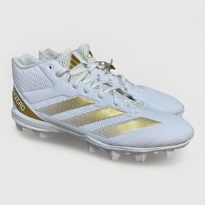 ADIDAS Mens Size 11 Adizero Impact.2 Mid Molded Football Cleats Shoes White Gold